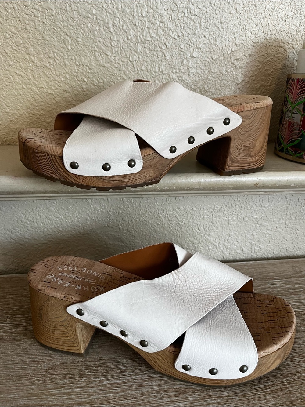 Kork-Ease Tatum Platform Boho Leather Slip On Shoes Clogs Women’s Size 7